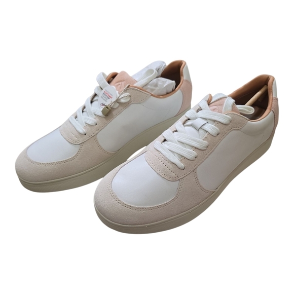 Fitflop Shoes - NIB Fitflop Rally Leather Suede Panel Sneakers 10 Urban White Pink Salt